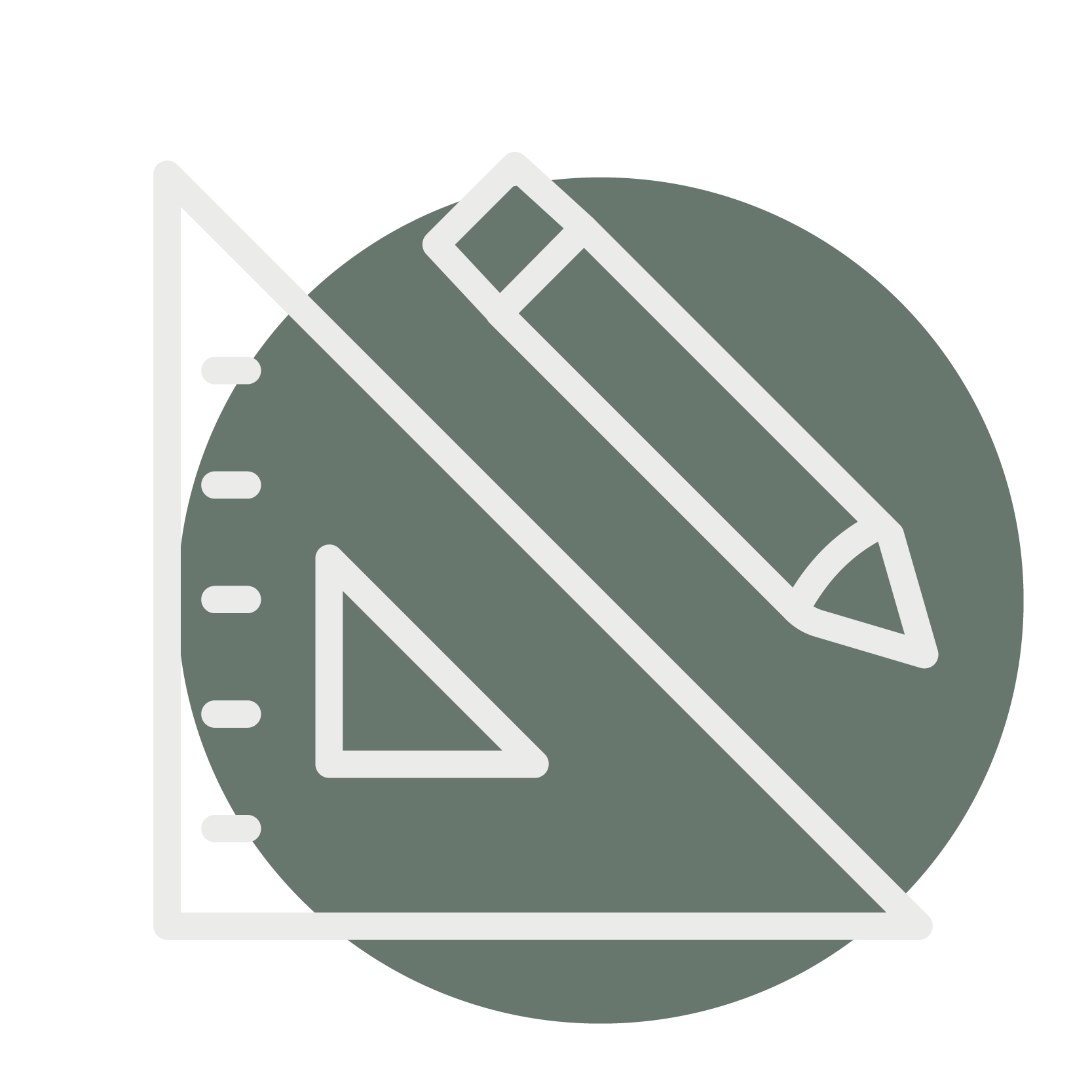 A ruler and pencil icon depicting the craftsmanship of Ridgewood Home Construction.