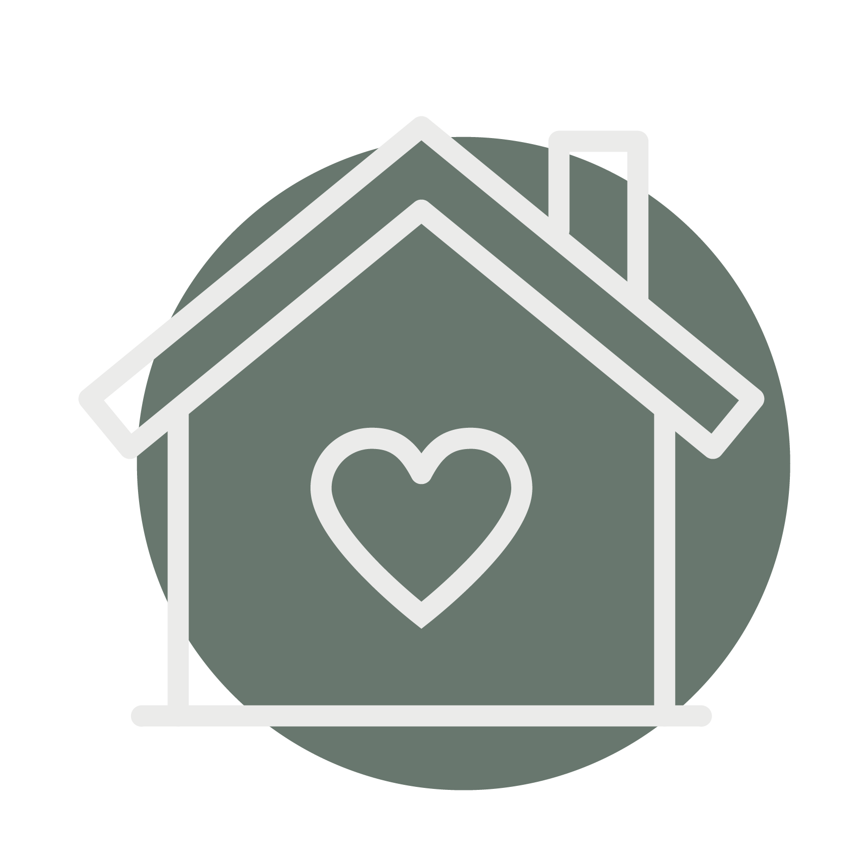 A home and heart icon depicting the experience of Ridgewood Home Construction.